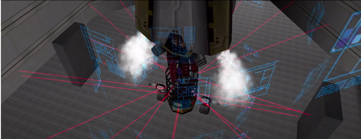 In a particular level, you had to avoid each of these spinning lasers, to prevent yourself from being annihilated by a rogue supercomputer.